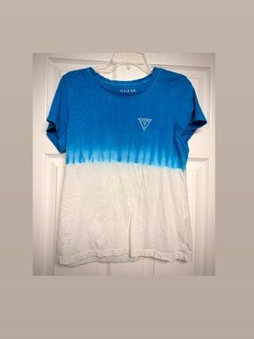 GUESS Blue Dip-Dye Crewneck Tee